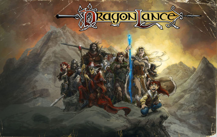 Los personajes de la Dragonlance bajo el símbolo característico de la saga